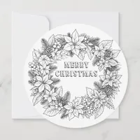 Festive Coloring Elegant Wreath Merry Christmas Holiday Card