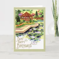 Vintage Flower Garden Birthday Card