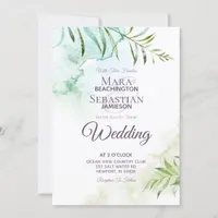 ~  Botanical Greenery  Watercolor Elegant Wedding Invitation
