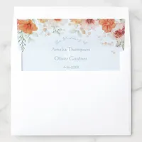 Light Blue and Blush Pink Flowers Wedding Envelope Liner