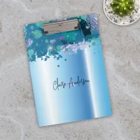 Blue Metallic Artistic Luxury Chic Modern Glam Clipboard