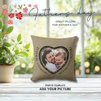 Daddy Photo Heart Shape Throw Pillow