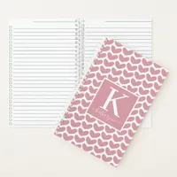 Cute Pink Heart Pattern Monogram Notebook
