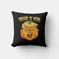 Crazy Halloween Pumpkin Trumpkin Costume Throw Pillow