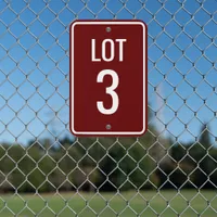 Custom Maroon Parking Lot Section Number Outdoor Metal Sign