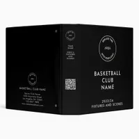 Logo Basketball Club QR Black Any Color Fixtures 3 Ring Binder