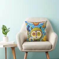 Chaotic and Colorful Fantasy Creatures Dall-E Art Throw Pillow