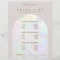 Modern Beige Holographic Beauty Service Price List