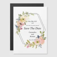 Watercolor Floral Wedding Save The Date Magnetic Invitation