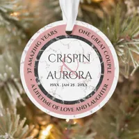 Elegant 37th Alabaster Wedding Anniversary Ornament