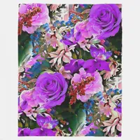 Abstract Flower Floral Fleece Blanket