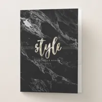 Champagne Style Black Marble ID354 Pocket Folder