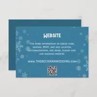 Elegant Snowflake Winter Blue | Wedding Website Enclosure Card
