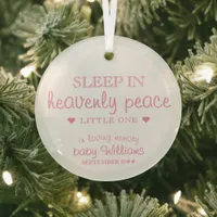 Sleep In Heavenly Peace Baby Girl Loss Remembrance Glass Ornament