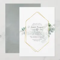 Silver Sage Eucalyptus Geometric Bridal Shower Invitation