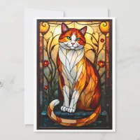 Stained Glass Style Handsome Orange Cat  Card