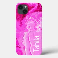 Swirly Abstract Liquid Art in Pink and White iPhone 13 Case