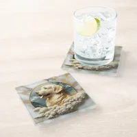 Refined Golden Retriever Marble Pattern Glass Coaster
