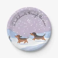 Dachshunds Snow Doxie Christmas Sausage Dogs Party Paper Plates