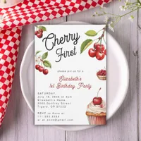 Cute Cherry First 1st Girly Birthday  Invitation