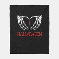 Halloween Skeleton Hands Forming Heart Gothic Fleece Blanket