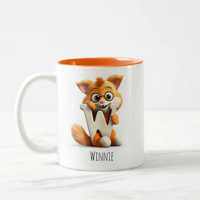 Letter W Cat Alphabet Monogram Coffee Mug