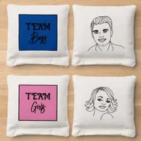 Retro Vibe Pink and Blue Team Boys vs Team Girls   Cornhole Bags