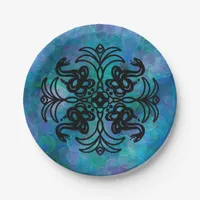 Black and White Tribal Snake    Paper Plates