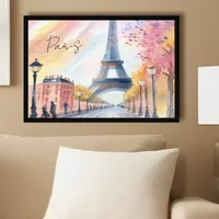 Vintage Paris France Eiffel Tower Watercolor Art Poster