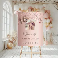 Sweet 16 rose gold photo stars welcome  foam board