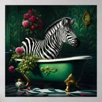 Zebra in a Bathtub Poster