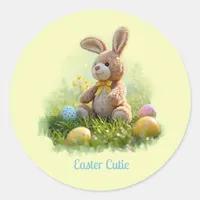 Cute Stuffed Easter Bunny Classic Round Sticker