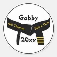 Martial Arts 4th Degree Black Belt Classic Round Sticker