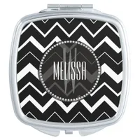 Black White Modern Chevron Compact Mirror