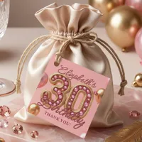 Blush Pink Gold Balloon Jeweled 30th Birthday Favor Tags