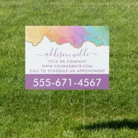 Rainbow And Gold Watercolor Agate Business Yard Sign