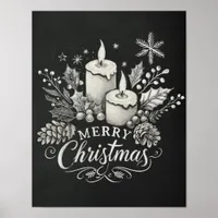 Candles and Holly Chalkboard Merry Christmas Poster