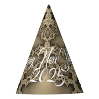 New Year’s Eve party - golden fractal Party Hat