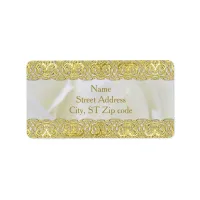 Elegant White Rose with Gold Lace Wedding Address Label