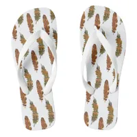 Watercolor feather flip flops