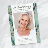 Eucalyptus Elegant Photo Keepsake Funeral Memorial Thank You Card