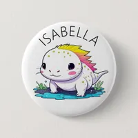 Cute Kawaii Axolotl Illustration Personalized Button