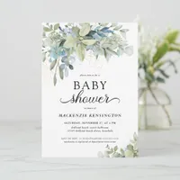 Chic Elegant Eucalyptus Greenery Baby Shower Invitation