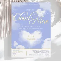 Elegant Blue Sky Cloud Nine Bridal Shower Gold Foil Invitation