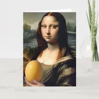 Funny Mona Lisa Holds an egg Yolk Card