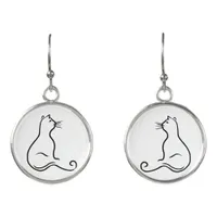 Cat silhouette - single line earrings