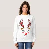 Adorable Deer Face & Ornaments on Antlers Women's Sweatshirt