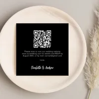 Black white QR code wedding RSVP Enclosure Card