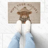 Funny Highland Cow Wipe Your Hooves Fiber Doormat