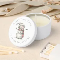 Cute Snowman Merry Christmas Name Mini Candle Favors